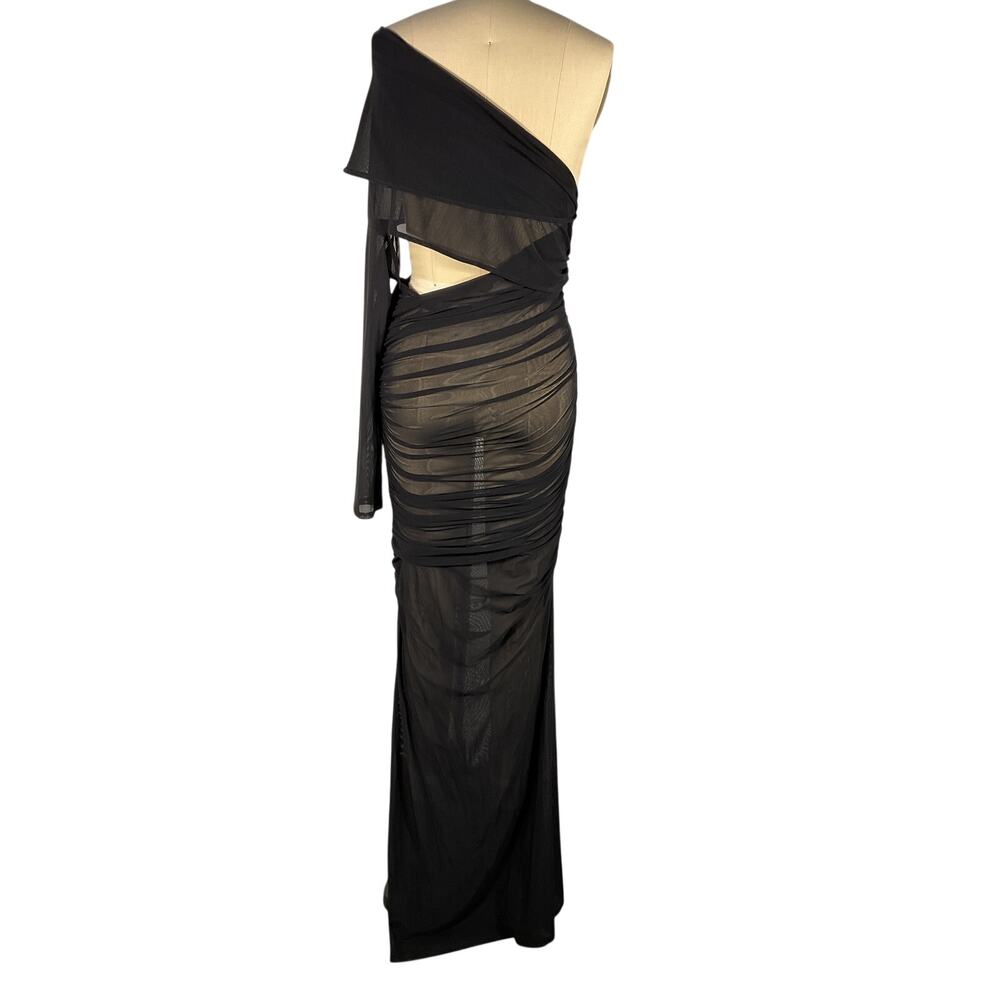 Atlein Asymmetric Black Draped Cutout Dress Size 36 FR / US 4 - Picture 3 of 6